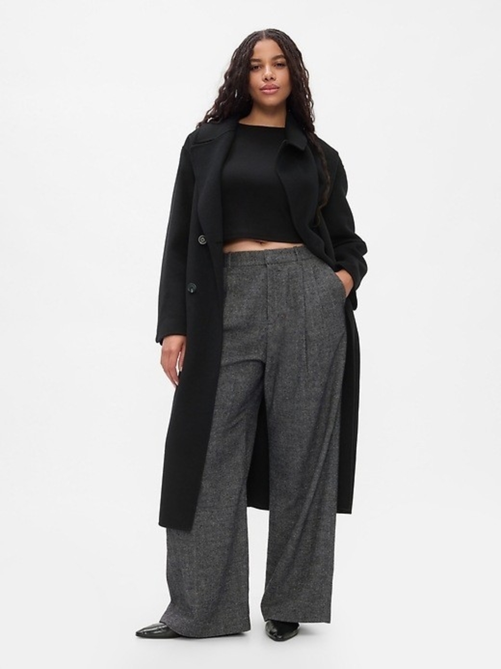 GAP Wide-Leg Trousers in Charcoal Gray